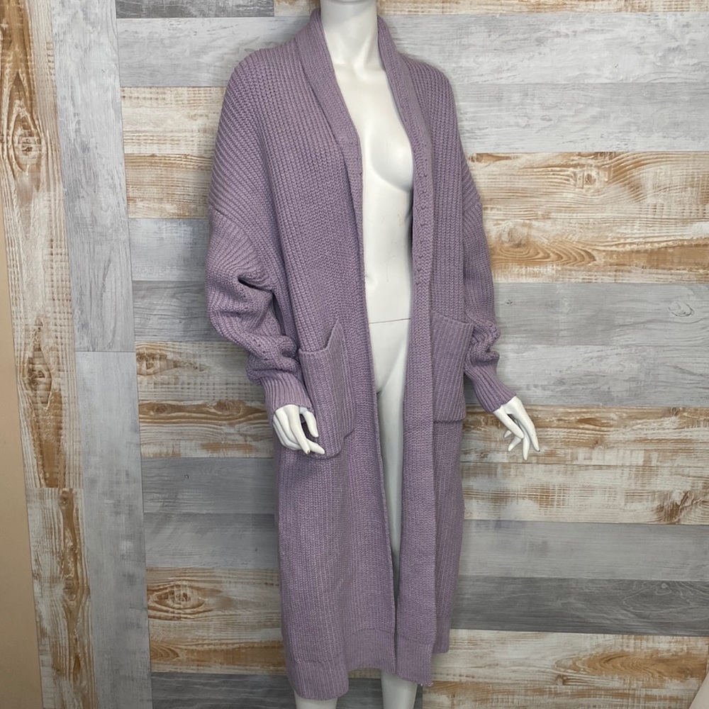 Free People Lavender Long Cardigan
